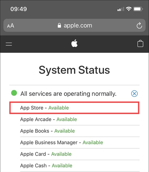 cheque por problemas do sistema apple