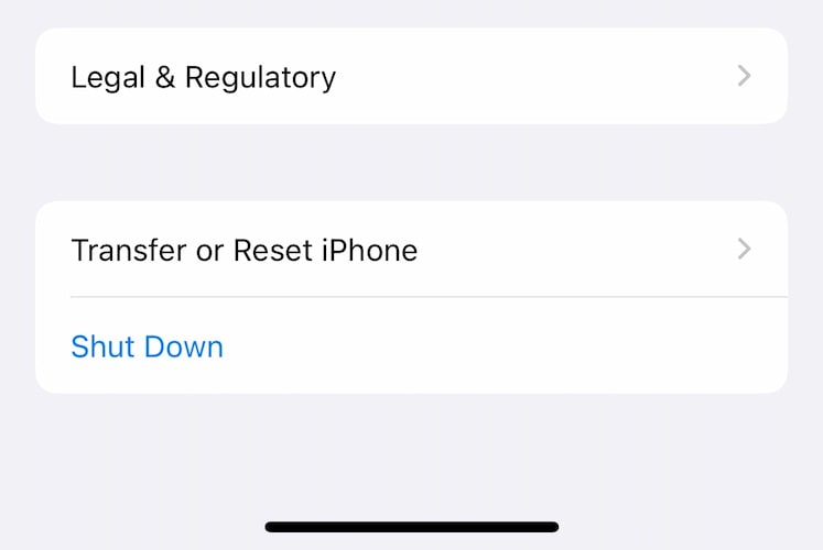 opción de apagar el iphone en los ajustes