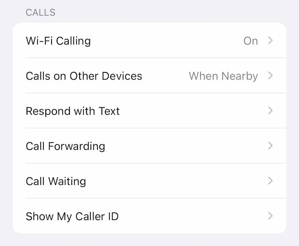 abilita le chiamate wifi nelle impostazioni di iOS