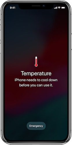 notificación de temperatura alta del iphone