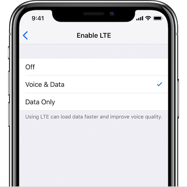 enable VoLTE in ios Settings