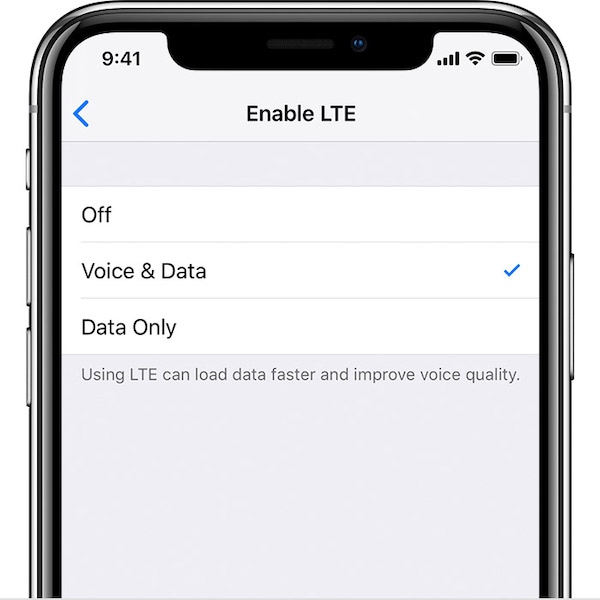 abilita VoLTE nelle impostazioni di iOS