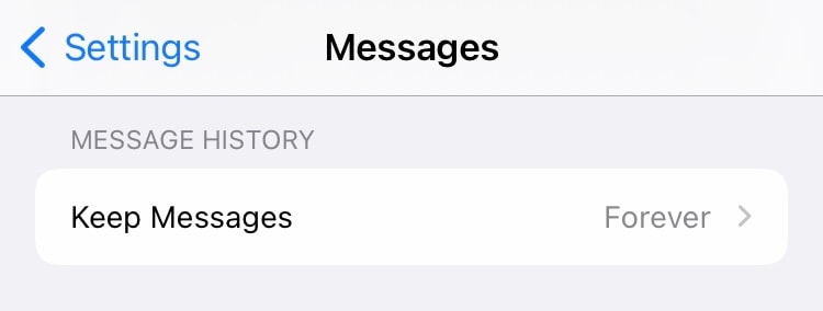 select duration to keep messages