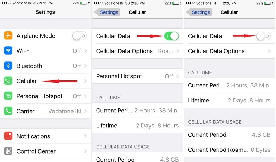 toggle mobile data on iphone 13