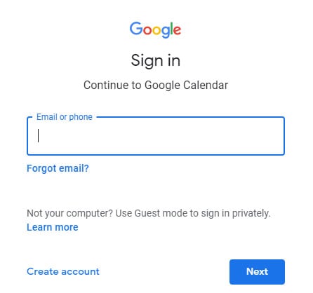 sign in google calendar