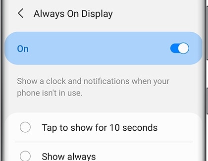 switch always on display in samsung galaxy s22/s22 ultra