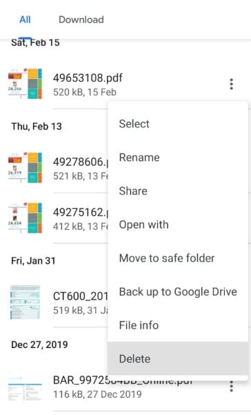 delete data using file manager