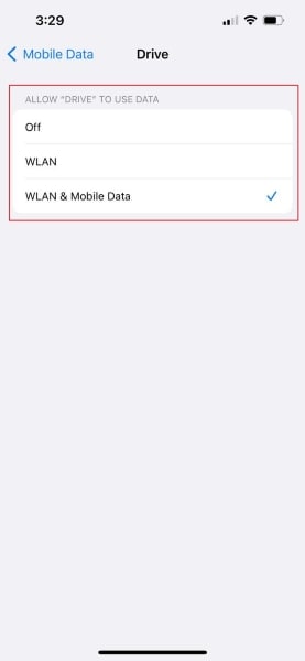 enable mobile data for app