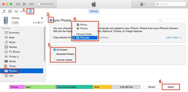 use itunes to transfer iphone wallpaper