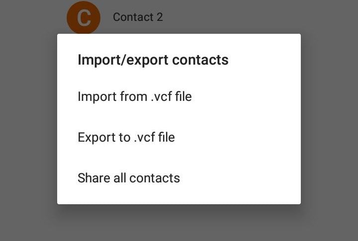 select share all contacts to transfer contacts