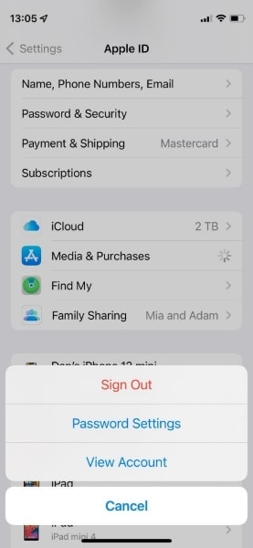 sign out apple id