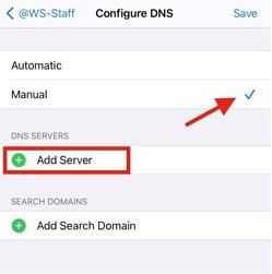 configure dns manually and add server
