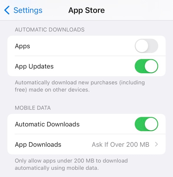 app download settings