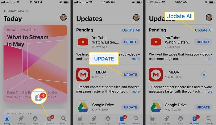 update apps on iphone
