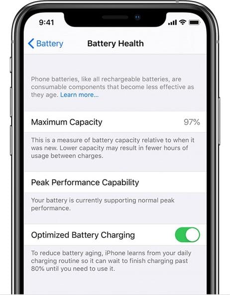 turn off optimized battery charging in iphone