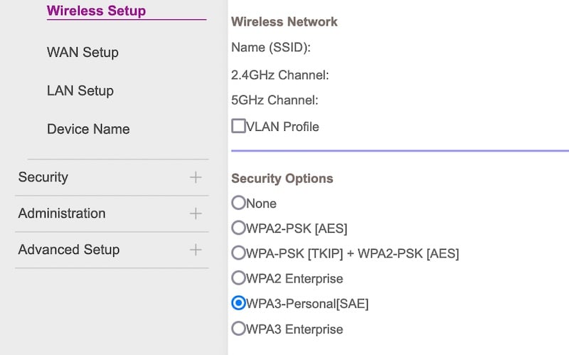  check security options in router for encryption settings