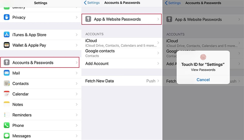 how to find my email password on iphone 10