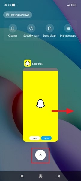 close snapchat app