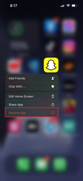 tap on remove app