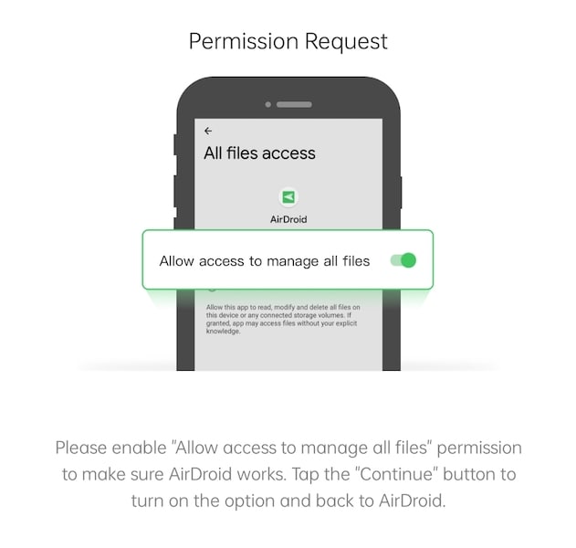 airdroid needs permissions