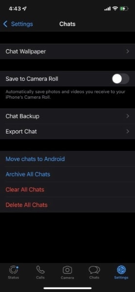 tap on move chats to android