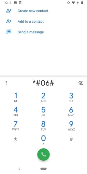 dial imei check number