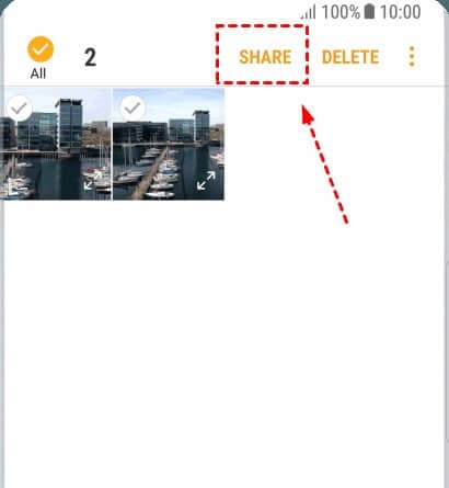 tap on share option