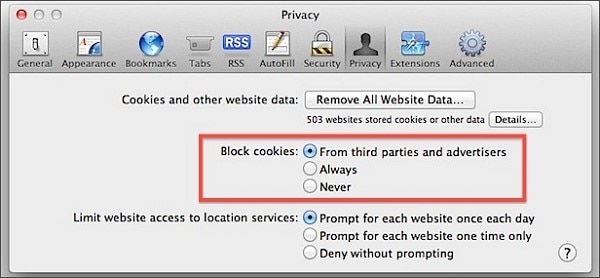 stop third-party cookies from tracking
