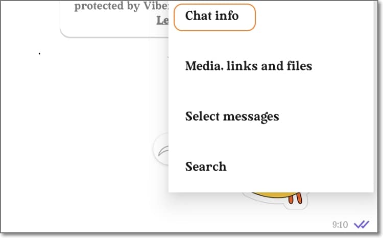cambiar la ubicación en Viber, información del chat del grifo