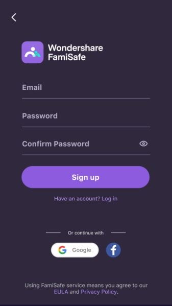 monitor phone activity with Famisafe-create an account