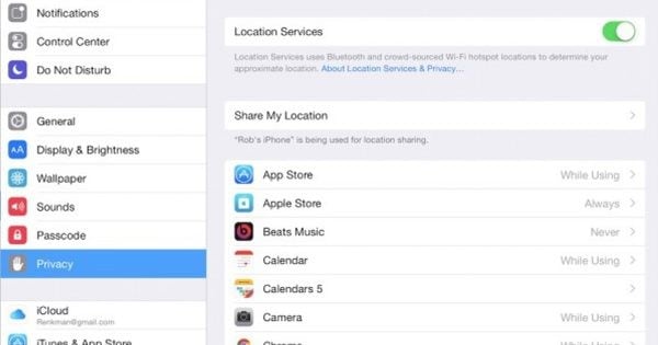 turn off location option for apps