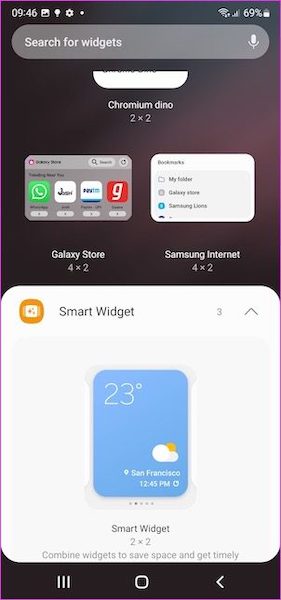 using smart widgets in samsung s22