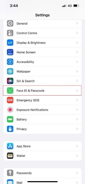 open iphone passcode settings