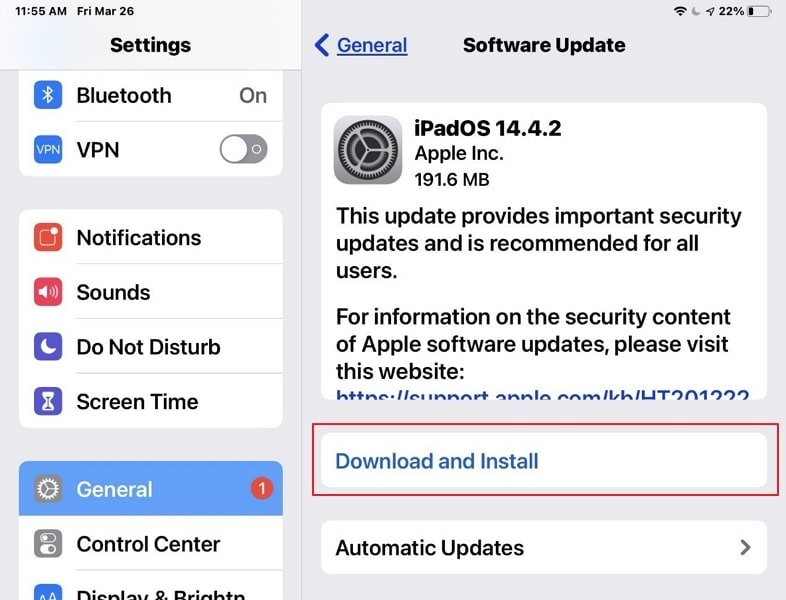 baixe e instale a atualização do iPadOS