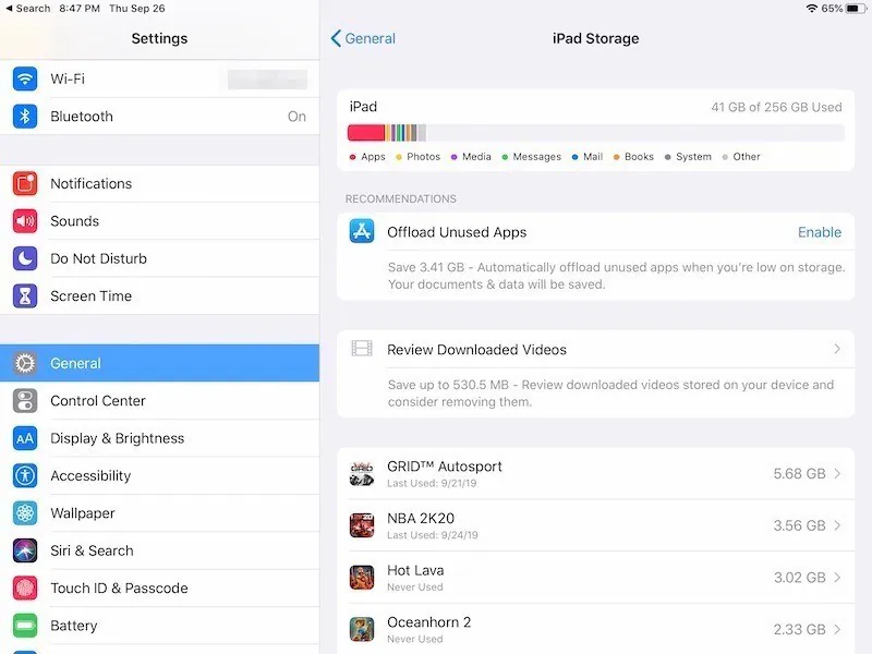  check ipad storage