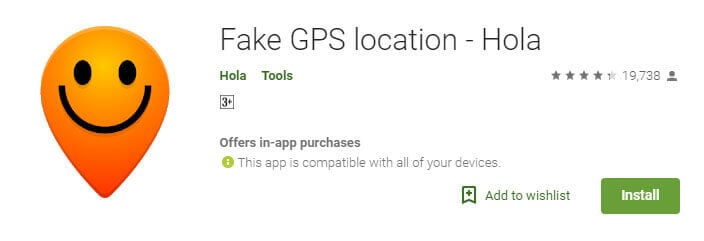 descargue la aplicación hola fake gps location