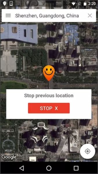 select stop to stop mock location