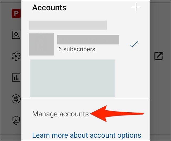 tap on manage accounts option