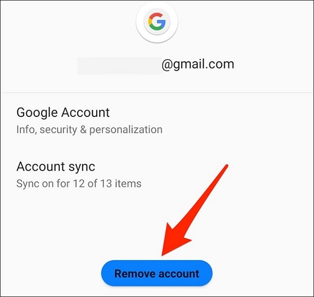 remove the google account