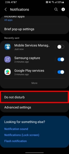 access do not disturb option
