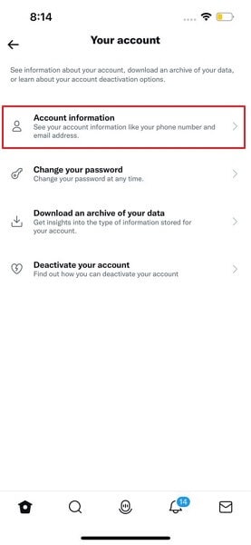 access account information