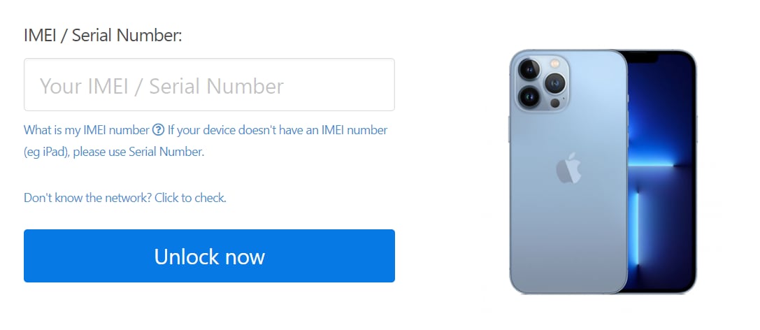 enter your iphone's imei or serial number into the given space