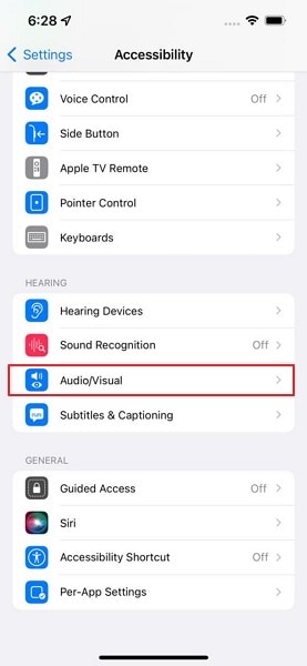 tap on audio visual option
