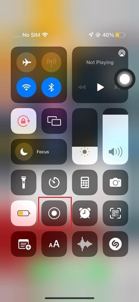 tap on screen recorder icon