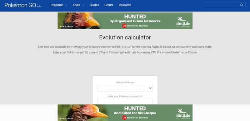 open pokemon go evolution calculator