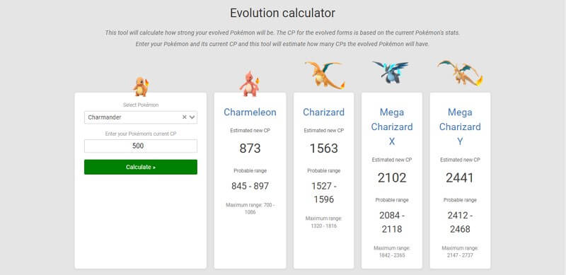 check evolution calculator statistics