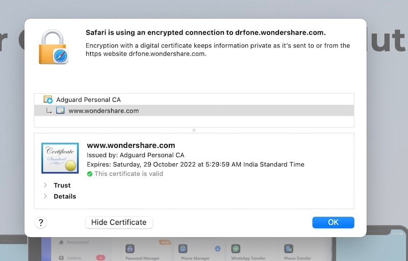 safari conexión segura por adguard