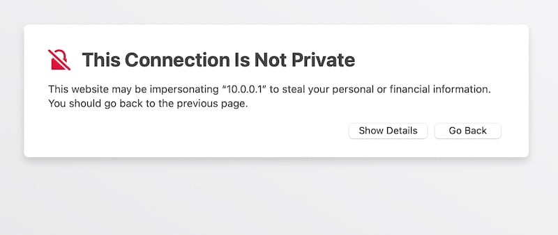 erro de conexão não privada no safari