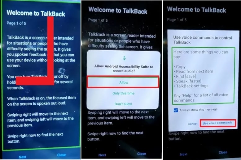 talkback frp bypass android 11