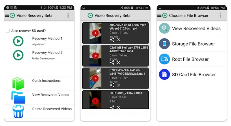 application de récupération vidéo pour android sans rootage